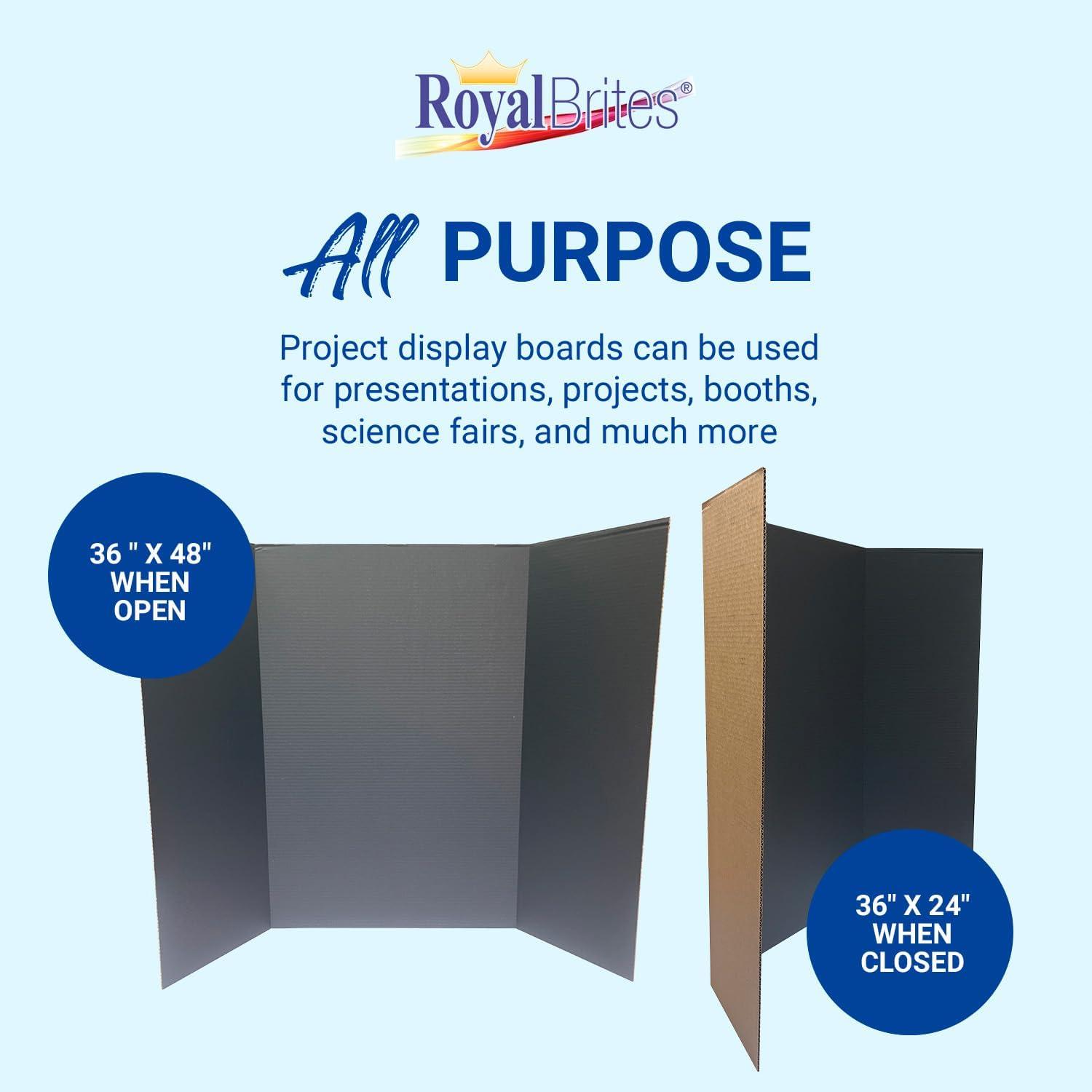 Black/Kraft Corrugated Tri-Fold Project Display Board 36" x 48", Pack of 12