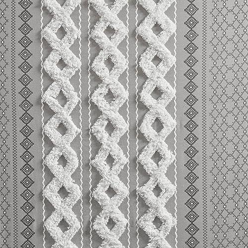 INK+IVY Imani Cotton Printed Curtain Panel with Chenille Stripe and Lining