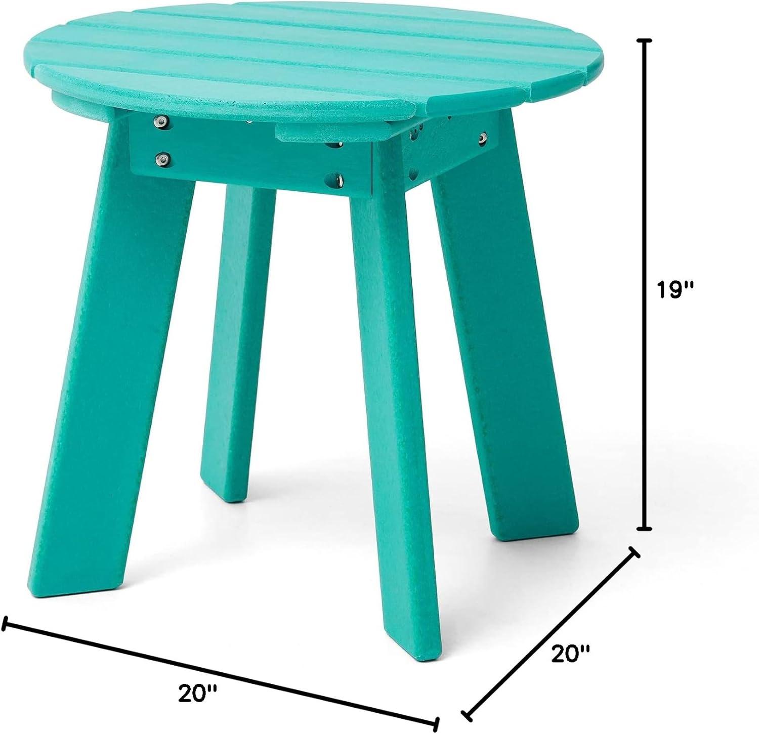 Aqua HDPE Round Outdoor Accent Table, 20" Diameter
