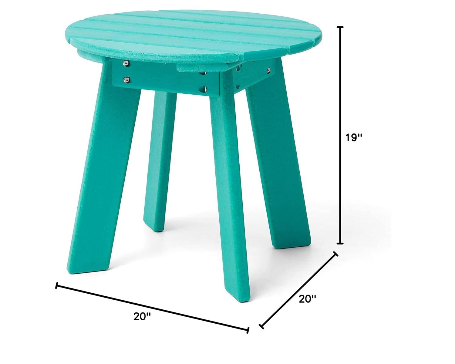 Aqua HDPE Round Outdoor Accent Table, 20" Diameter