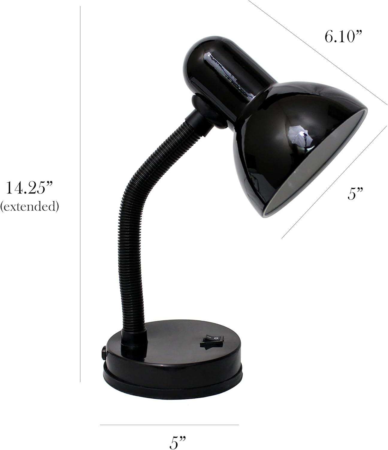 FlexNeck 14.25" Basic Black Metal Desk Lamp with ON/OFF Switch