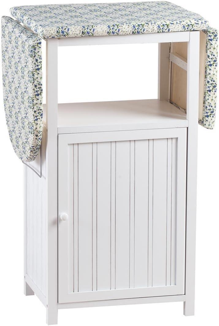 OakRidge Deluxe Ironing Board with Storage Cabinet, Perfect for Small Spaces with Extra Storage, Folding Station, Crafted with 100% Durable Wood, White Design – Measures 36.5" H x 15.5" W x 23" L