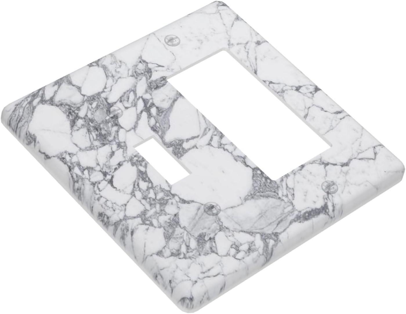 Graphics Wallplates - White Grey Marble Background Print - Double Toggle Wall Plate Cover