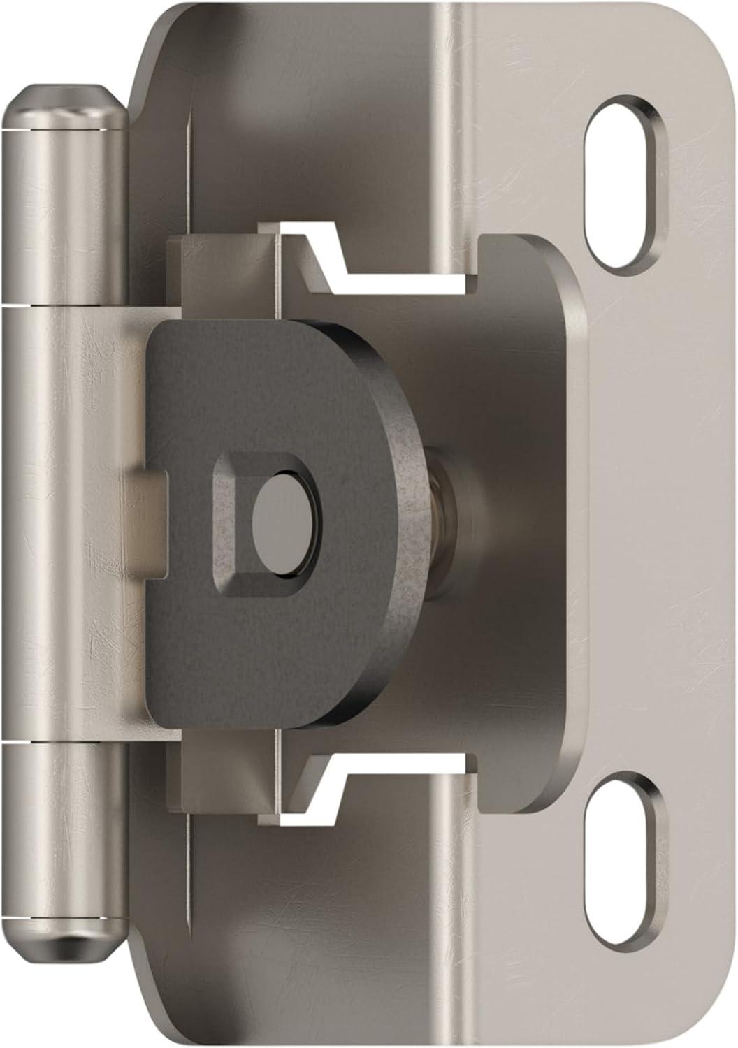 Satin Nickel 1/2 Inch Overlay Cabinet Hinge Pair