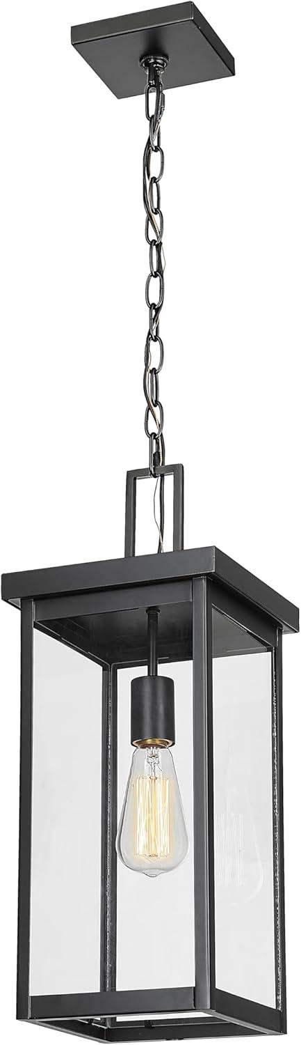 Barkeley 20" Black Powder Coated Outdoor Hanging Lantern with Clear Glass