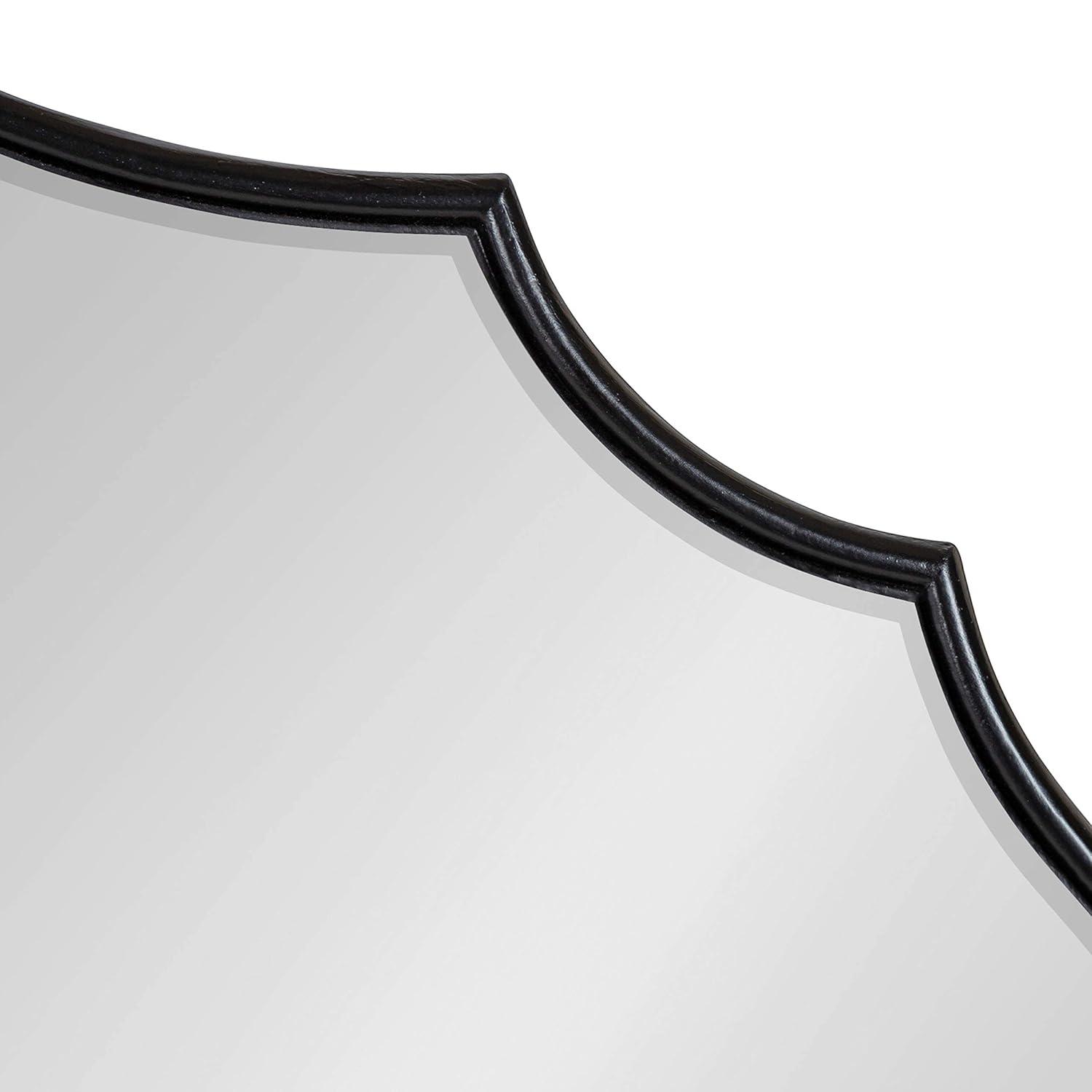 Kate and Laurel Leanna Modern Scalloped Wall Mirror, 20 x 42, Black, Glam Oval Mirror for Wall