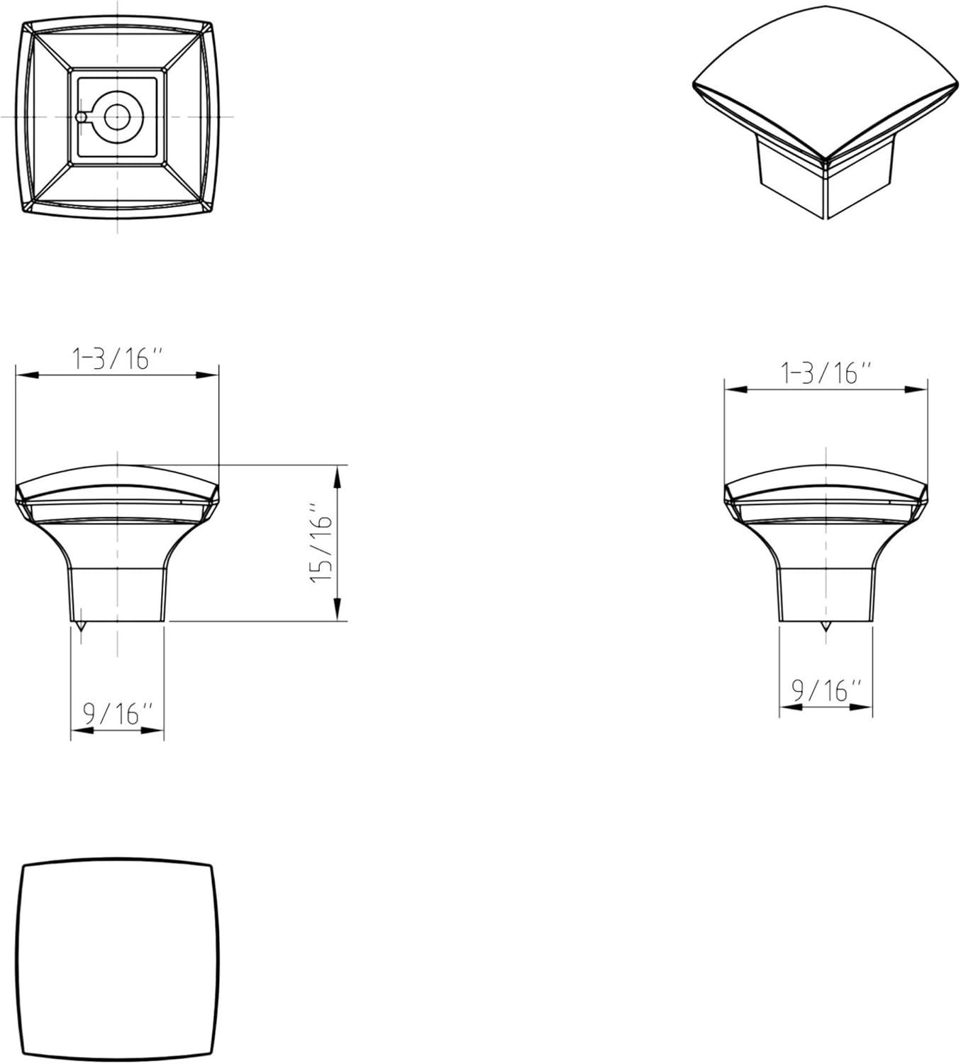 Sonoma 1 1/16" Length Square Knob