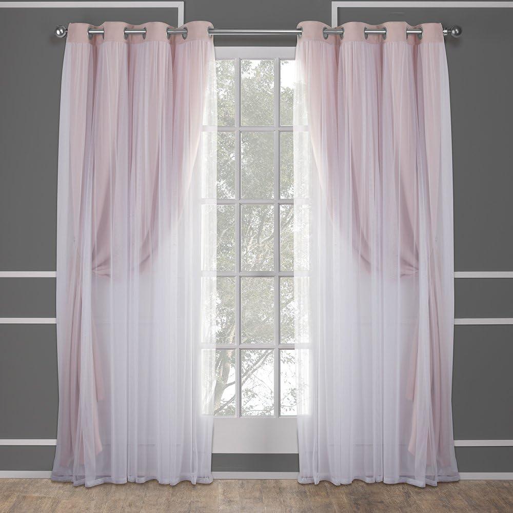 Rose Blush Blackout Sheer Grommet Curtain Panels, 52 x 84