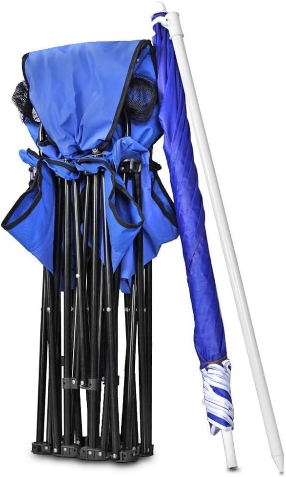 GoTeam Portable Double Folding Chair w/Removable Umbrella, Cooler Bag and Carry Case - Blue