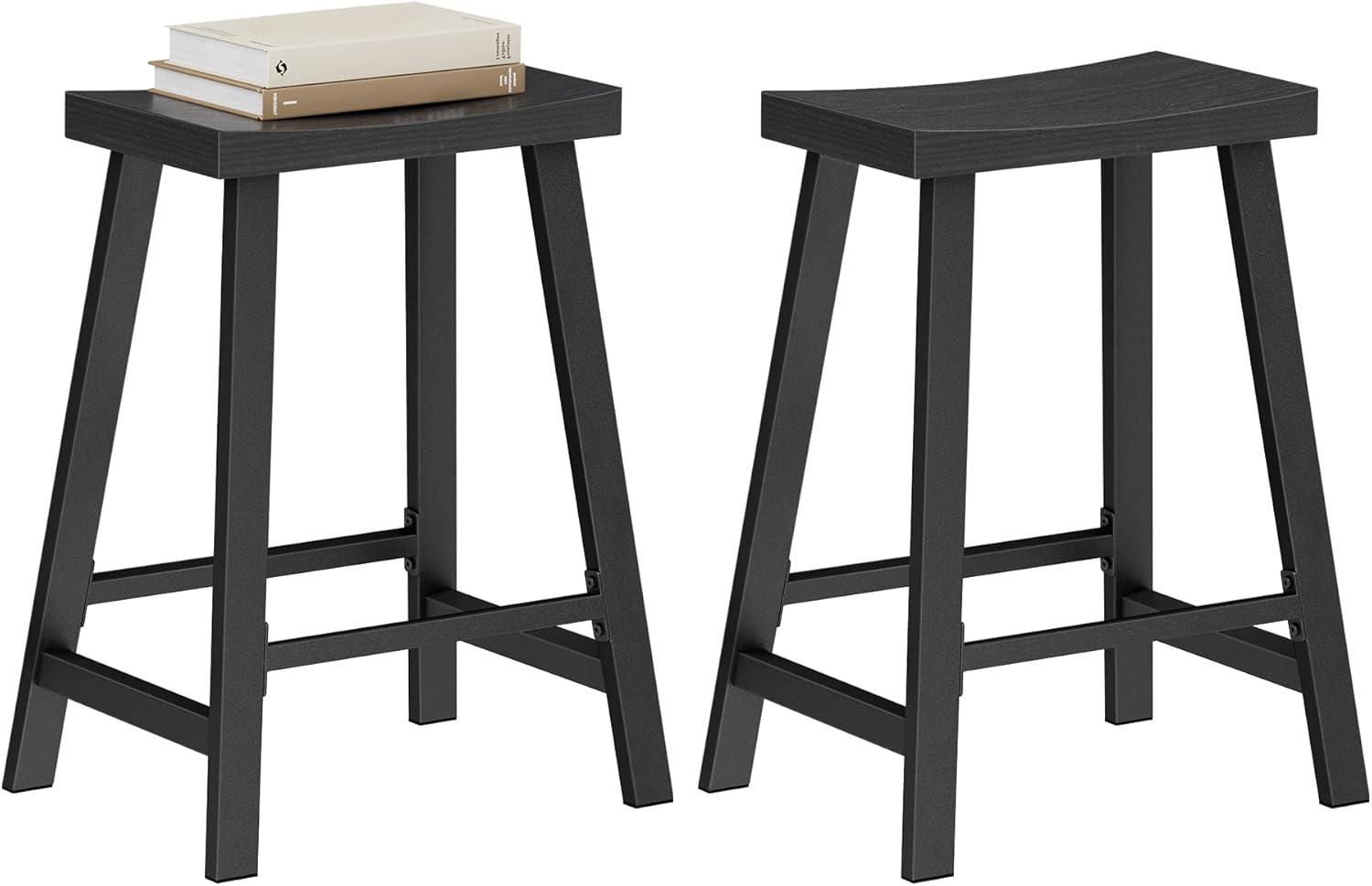 VASAGLE 2 Pack Bar Stools, Bar Chairs, Kitchen Breakfast Bar Stools with Footrest, Black