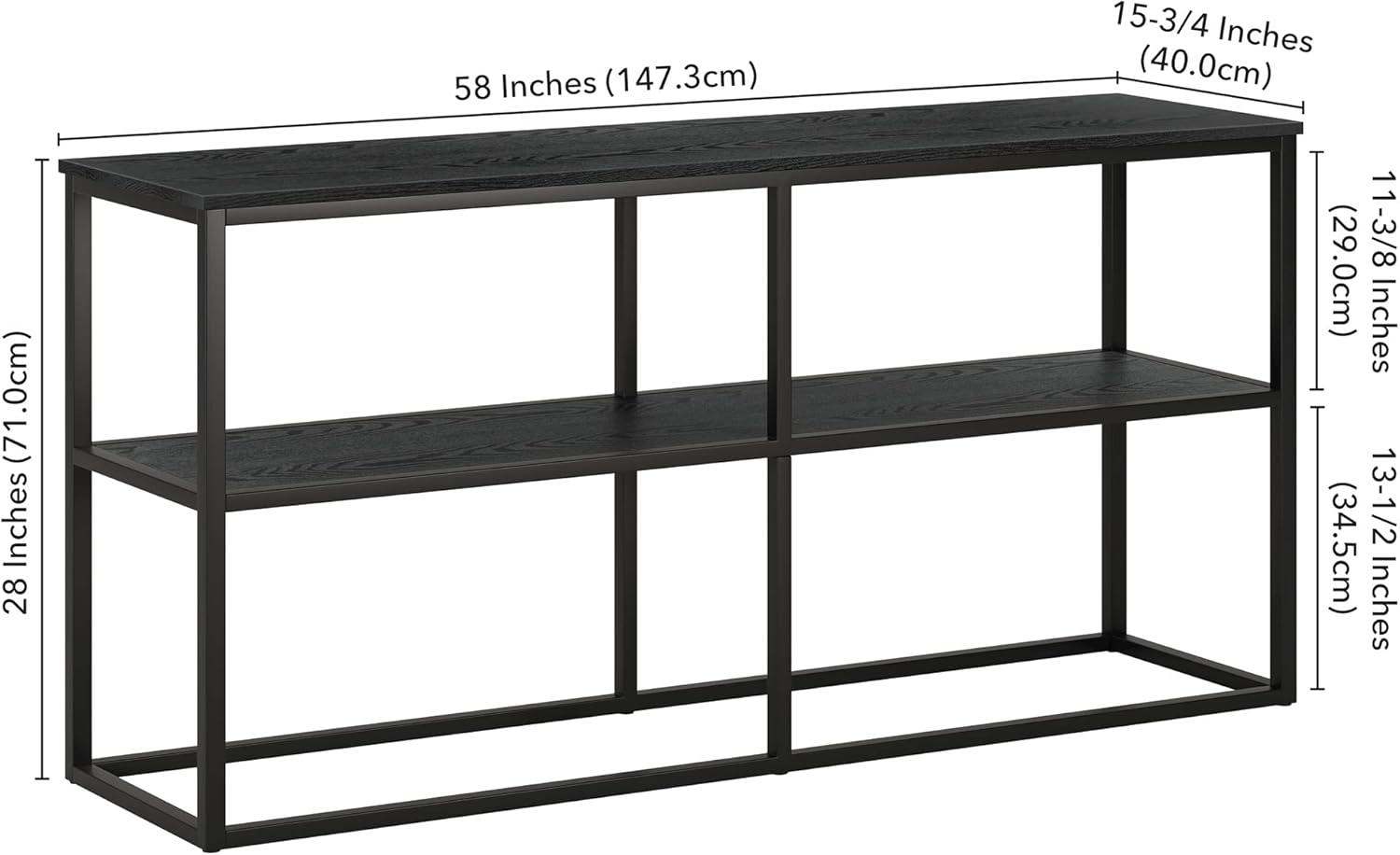 Black Grain Industrial Rectangular TV Stand for 65" TVs