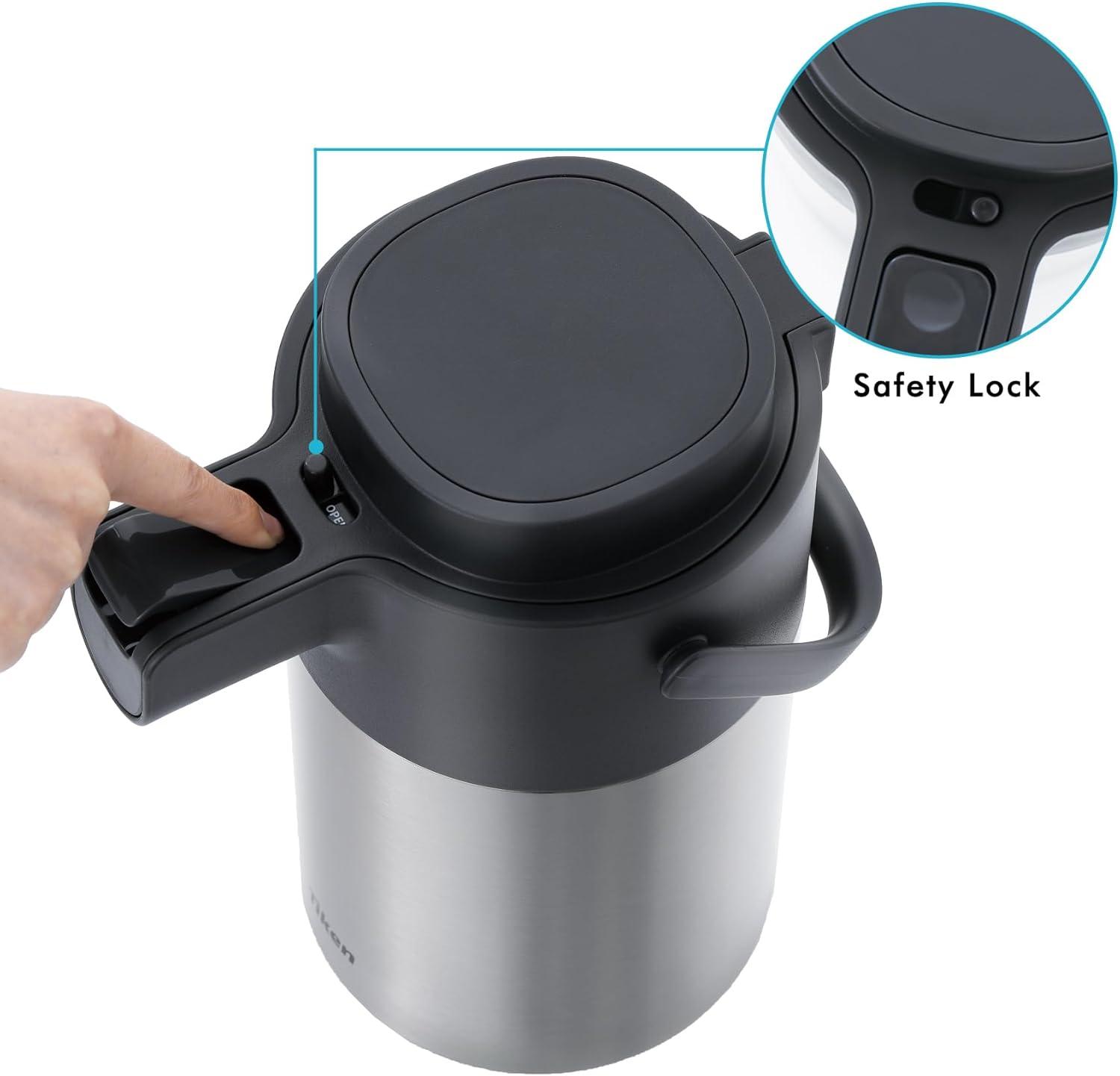 Tiken 4L Stainless Steel Insulated Coffee Carafe with Pump