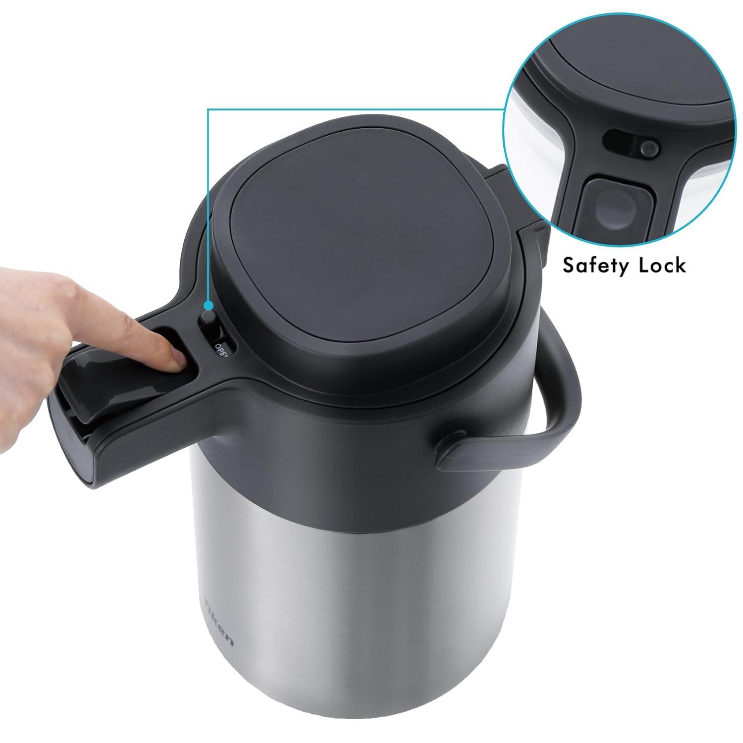 Tiken 4L Stainless Steel Insulated Coffee Carafe with Pump