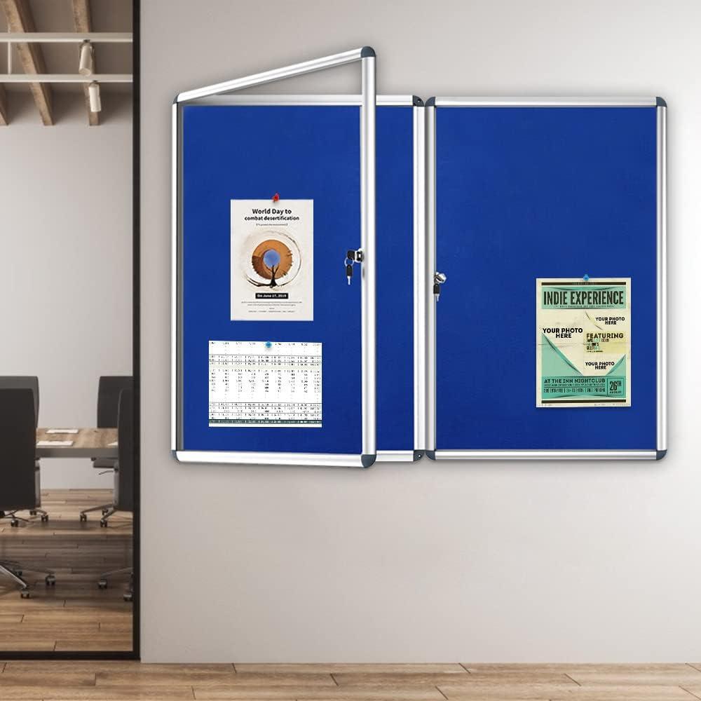VIZ-PRO Tamperproof Lockable Noticeboard Class 1 Aluminium Framed 36x24 Inches
