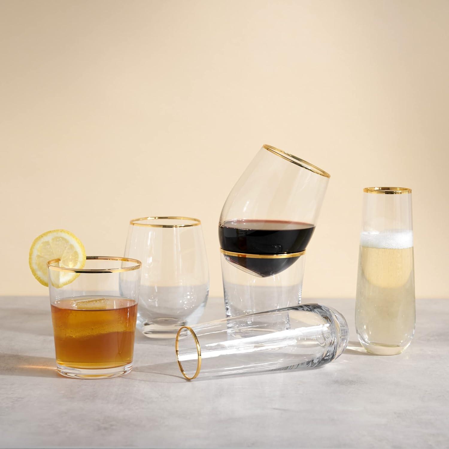 Twine Gilded Stemmed Wine Glasses (Set of 2)