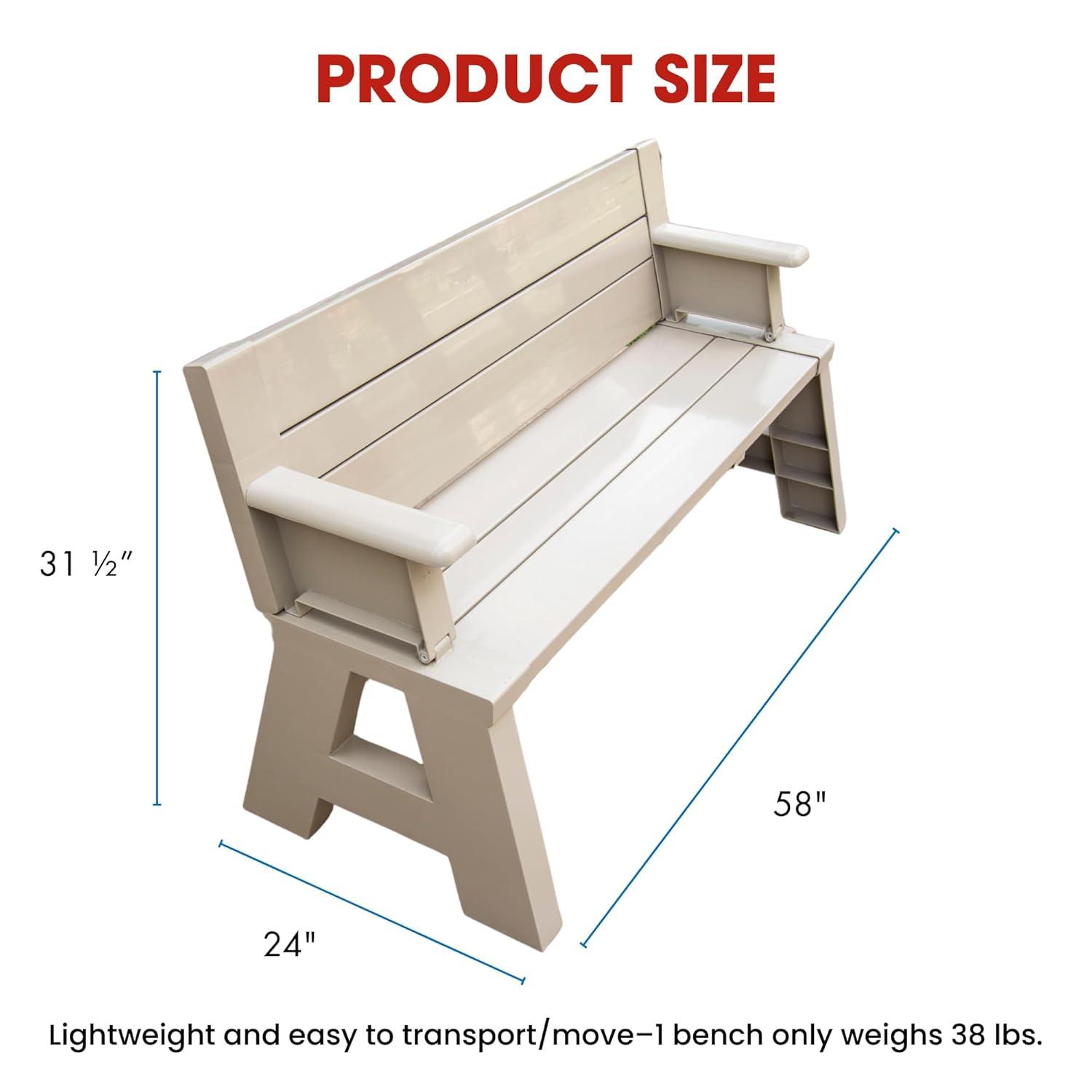 Transformable Tan Outdoor Bench-to-Table Resin Combo