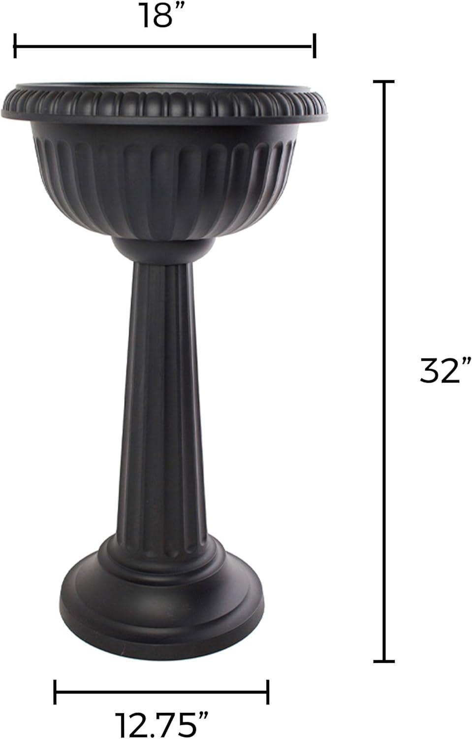 Bloem 32-in Tall Grecian Urn Resin Pedestal Planter - Black