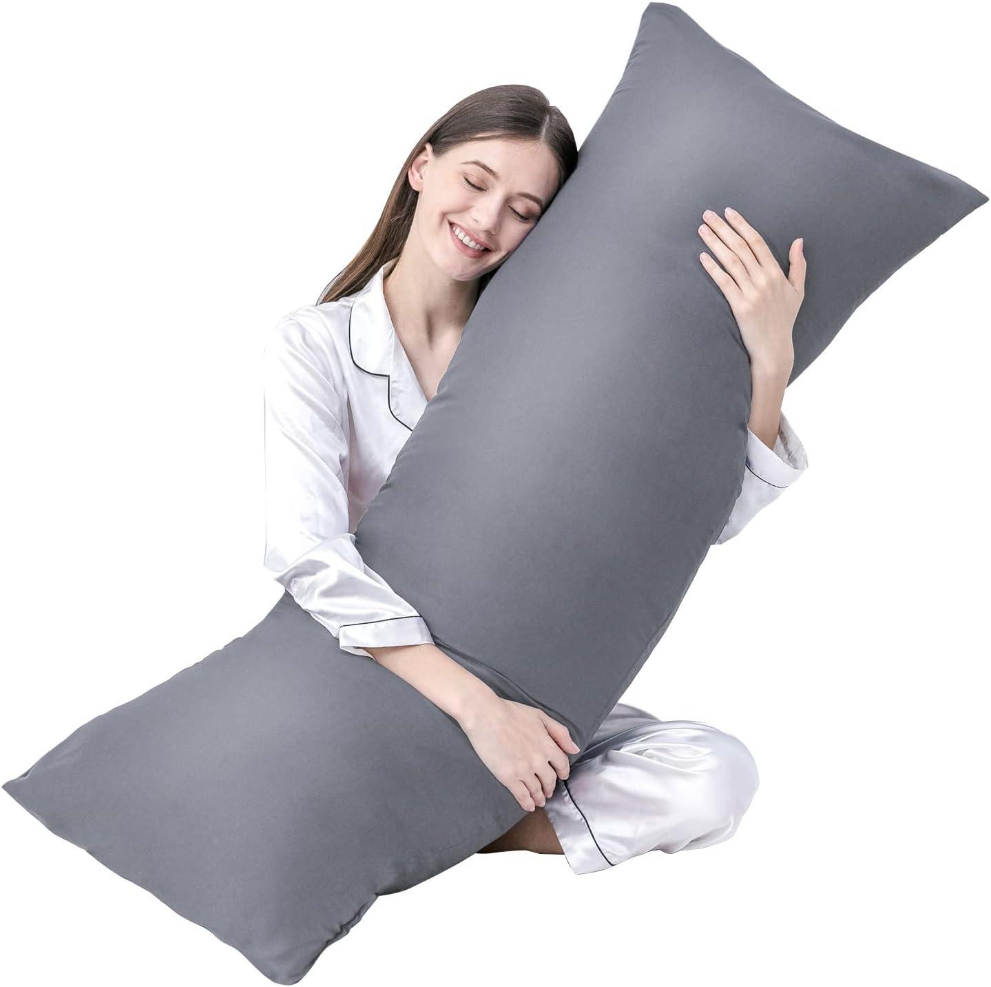 Soft Gray Polyester Full Body Maternity Pillow