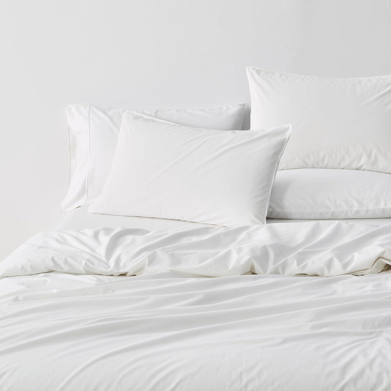 Great Bay Home Pima Cotton Percale Duvet Cover Set, Crisp & Cool, 2-Piece Set (Cloud, Twin / Twin XL)