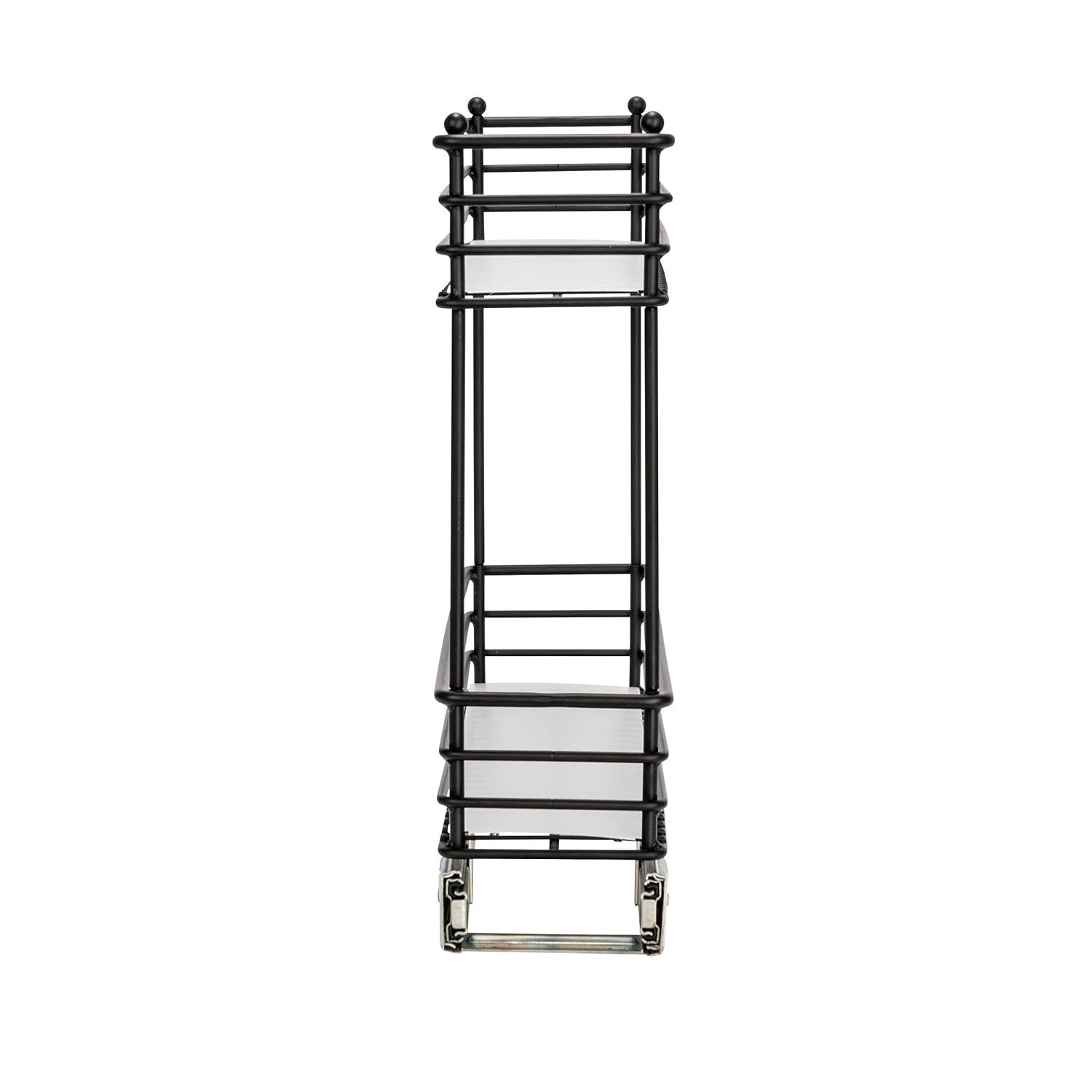 Glidez Multipurpose Paint-Finished Steel Pull-Out/Slide-Out Storage Organizer with Plastic Liners for Under Cabinet Use - 2-Tier Design - Black
