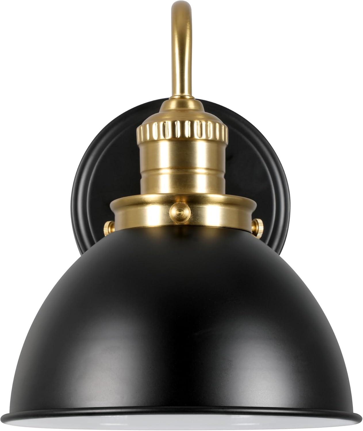 Design House 588293-BGD Savannah Farmhouse 1-Light Indoor Dimmable Wall Light Matte Black Metal Shade for Hallway Foyer Kitchen, Matte Black and Satin Gold