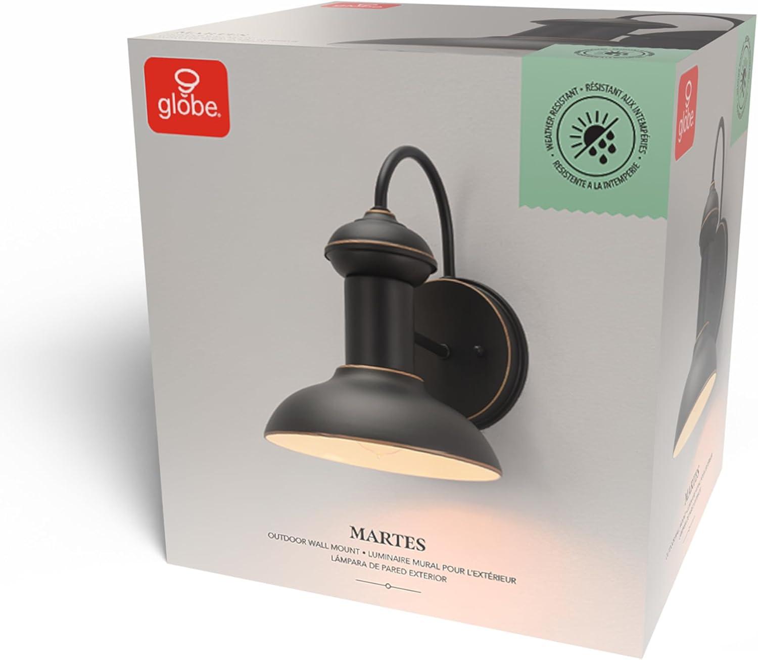 Globe Electric Martes 1-Light Oil Rubbed Bronze Indoor/Outdoor Wall Sconce Light, 40190