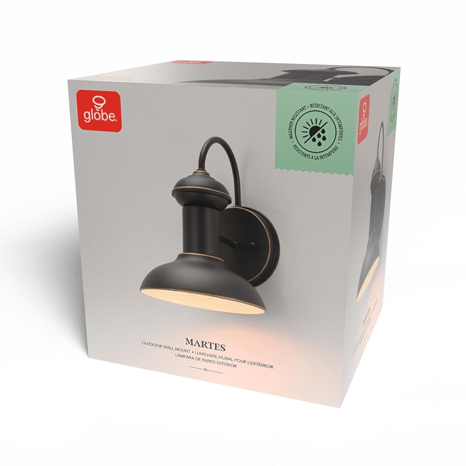 Globe Electric Martes 1-Light Oil Rubbed Bronze Indoor/Outdoor Wall Sconce Light, 40190