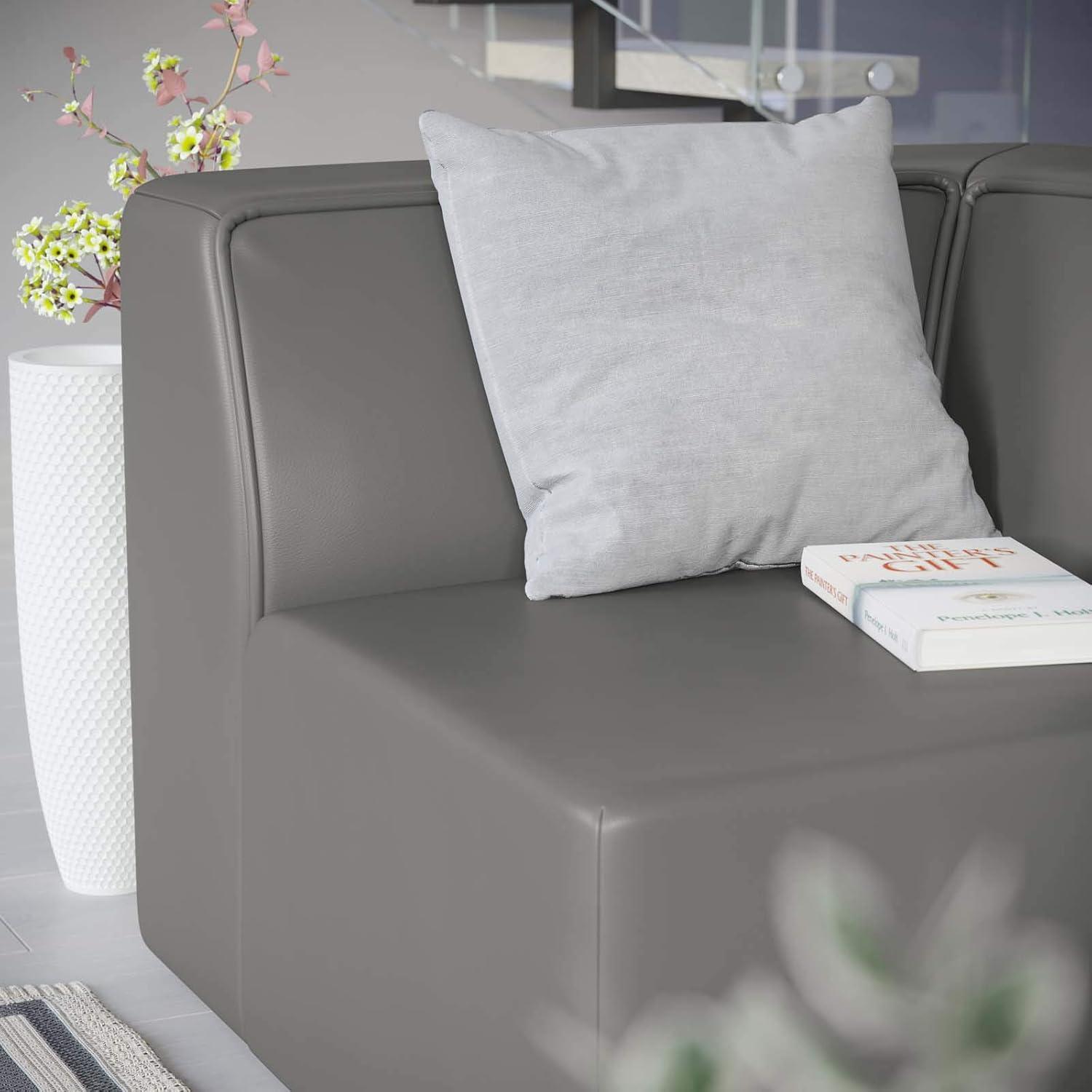 Mingle Vegan Leather Corner Chair Gray - Modway