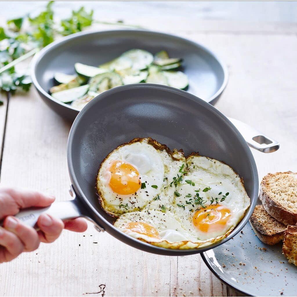 Gray Aluminum Ceramic Nonstick 2-Piece Frying Pan Set