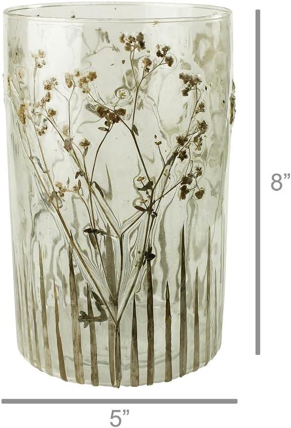 Prairie Grass Patterned Glass Hurricane Candle Holder