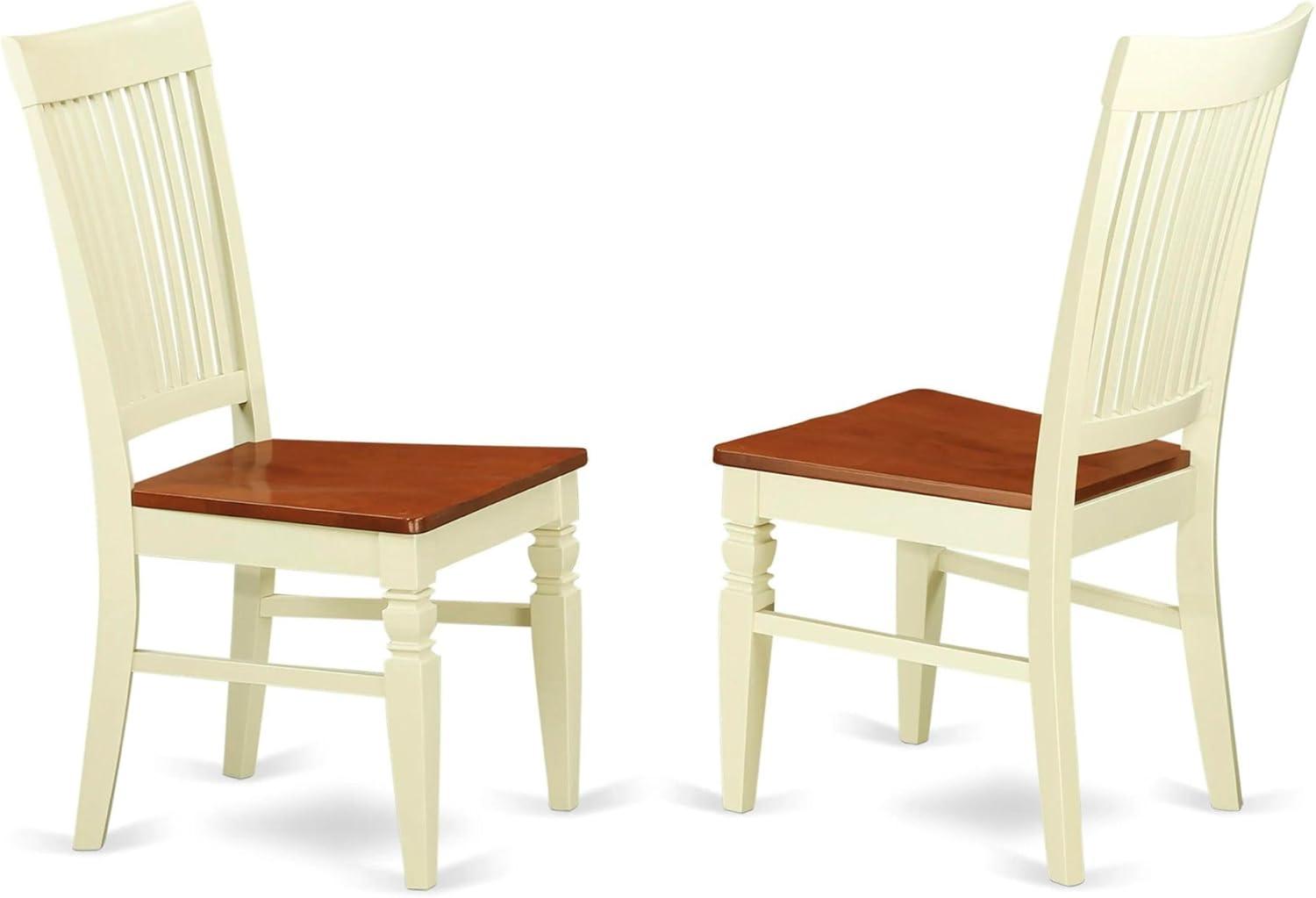 Buttermilk & Cherry High Slat Back Wood Dining Chairs (Set of 2)