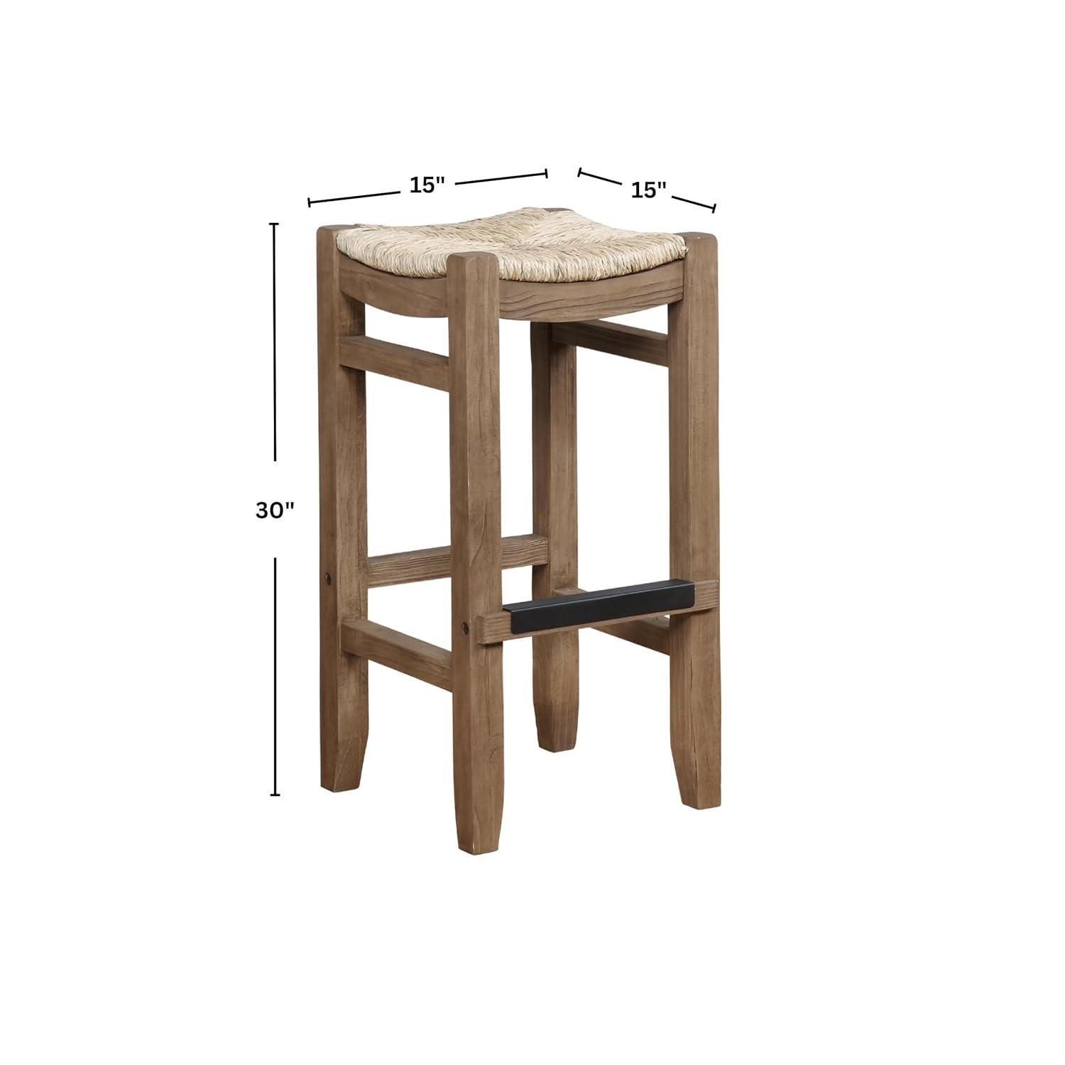 Alaterre Furniture Newport 30"H Wood Bar Stool with Rush Seat