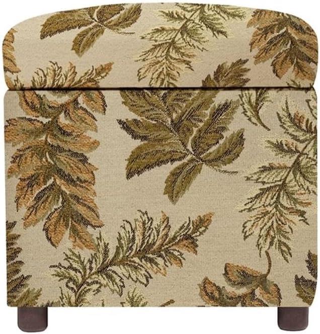 Jacob 18" Tan Floral Jacquard Storage Cube Ottoman