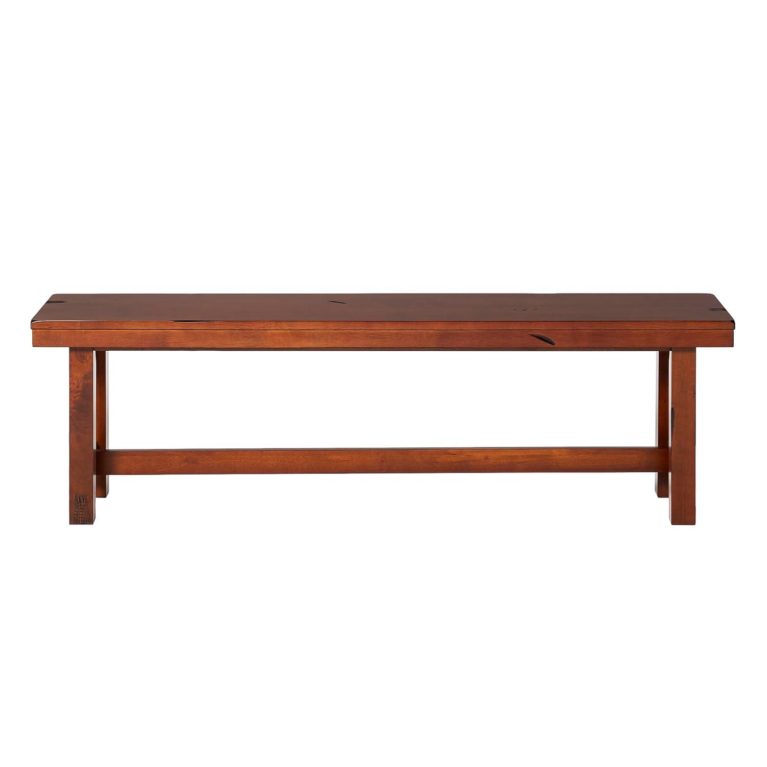 Walker Edison Transitional Wood Backless Dining Bench, Dark Oak