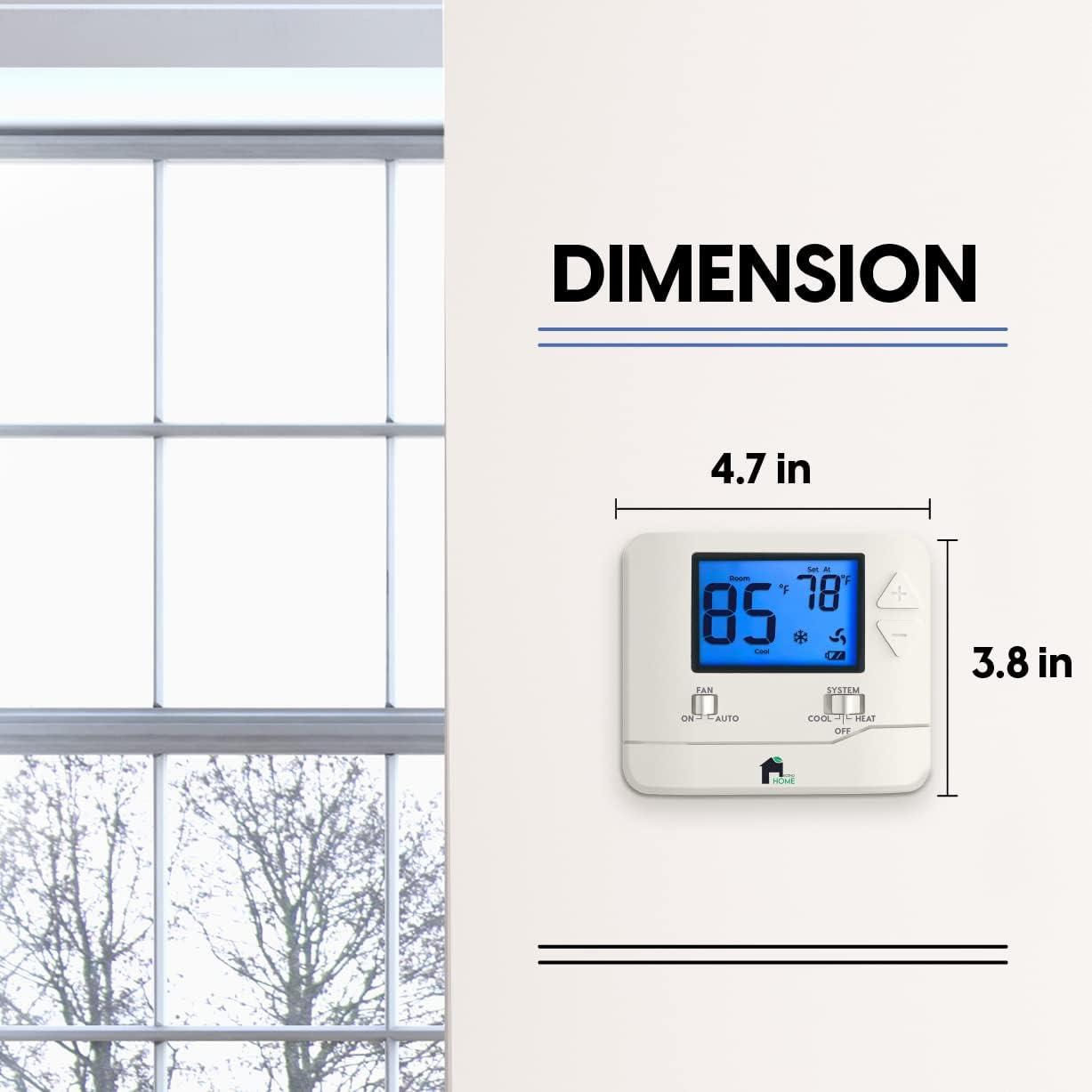 EconoHome ME EH Thermostat EH701 Square White Digital Screen Thermostat