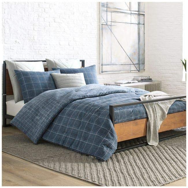 Kenneth Cole New York Holden Grid Duvet Cover Set - Blue