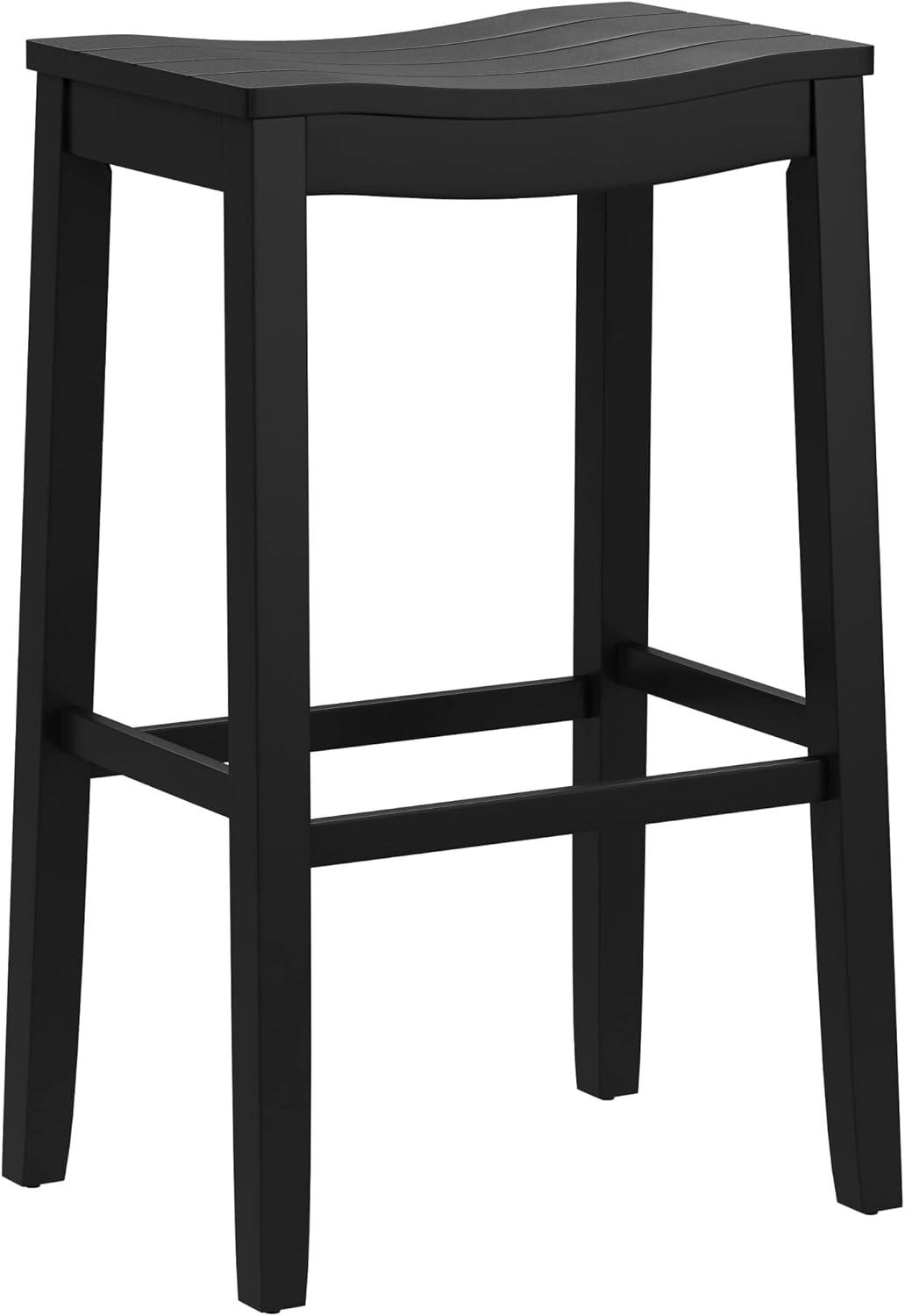 30" Fiddler Wood Backless Counter Height Barstool Black - Hillsdale Furniture: Saddle Seat, Matte Finish, Farmhouse Style