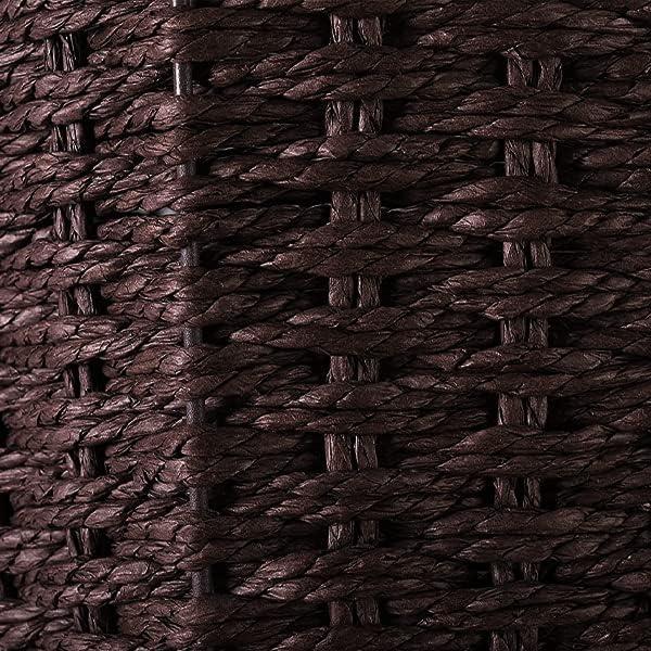 Round Wicker Waste Basket Paper Bin - Wicker Trash Basket - Woven Trash Can Rubbish Basket for Bedroom, Bathroom, Offices or Home (Brown)