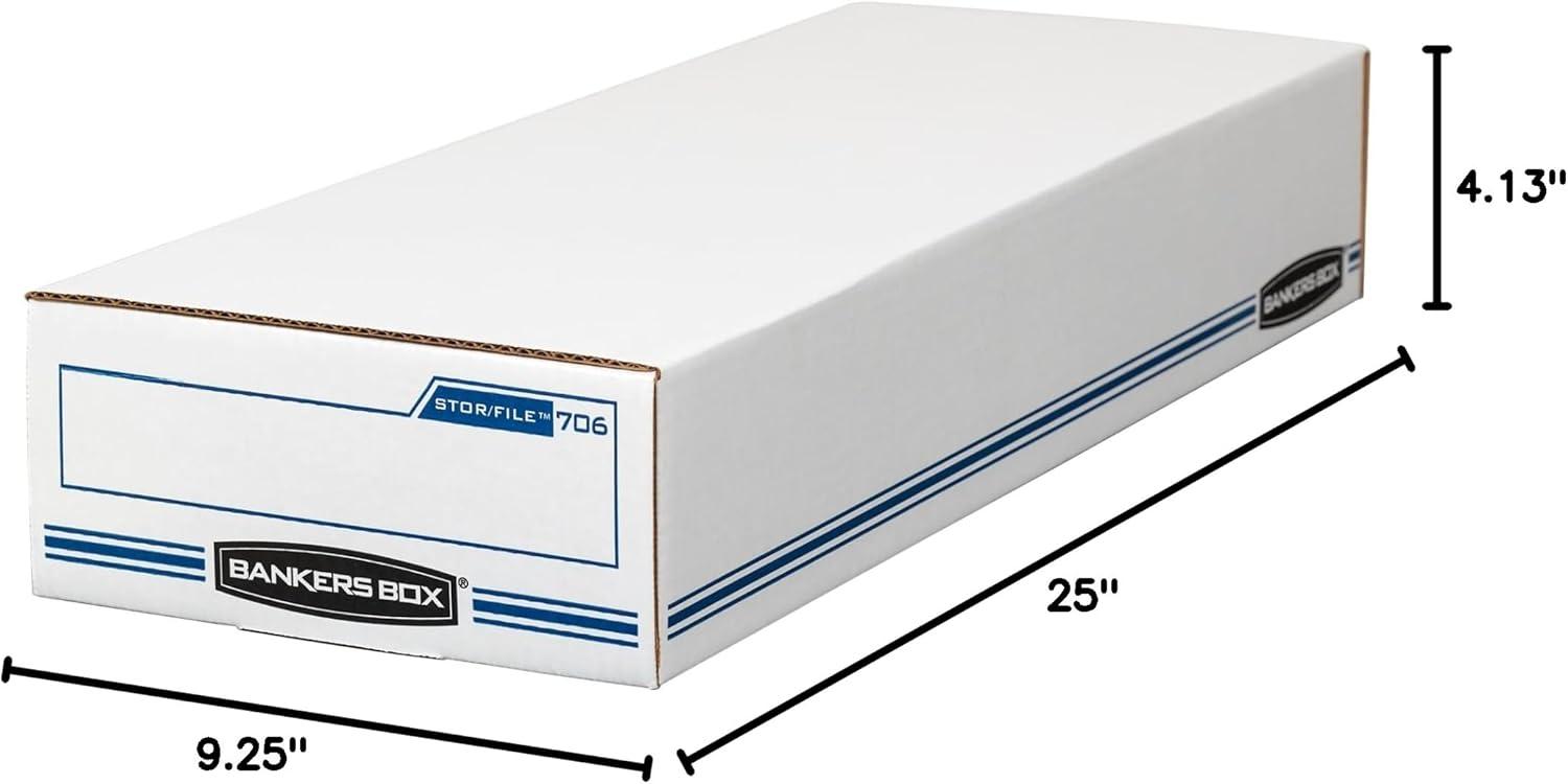 Stor/File Check Boxes, 9.25" X 25" X 4.13", White/Blue, 12/Carton