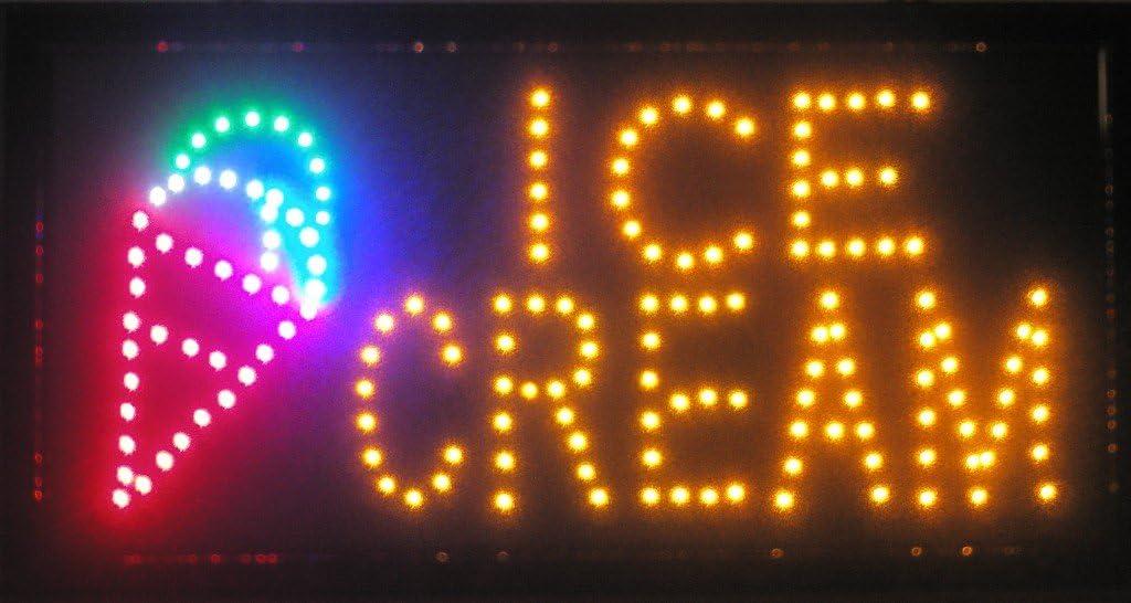 LED Neon Light Open Sign With Animation On/off and Power On/Off two Switchs for Business (Ice Cream L07)