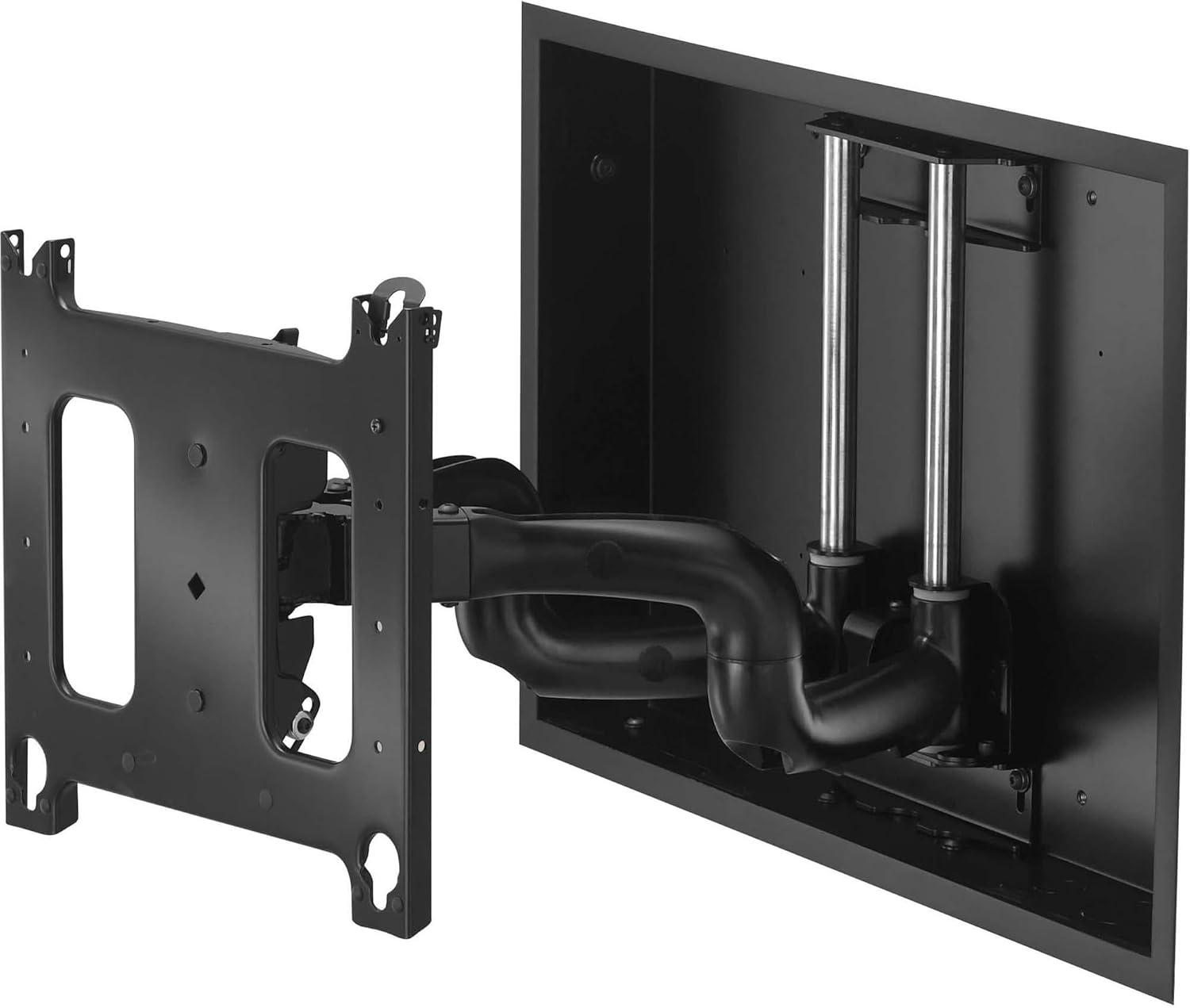 Black Full-Motion In-Wall TV Mount with Dual Swing Arm