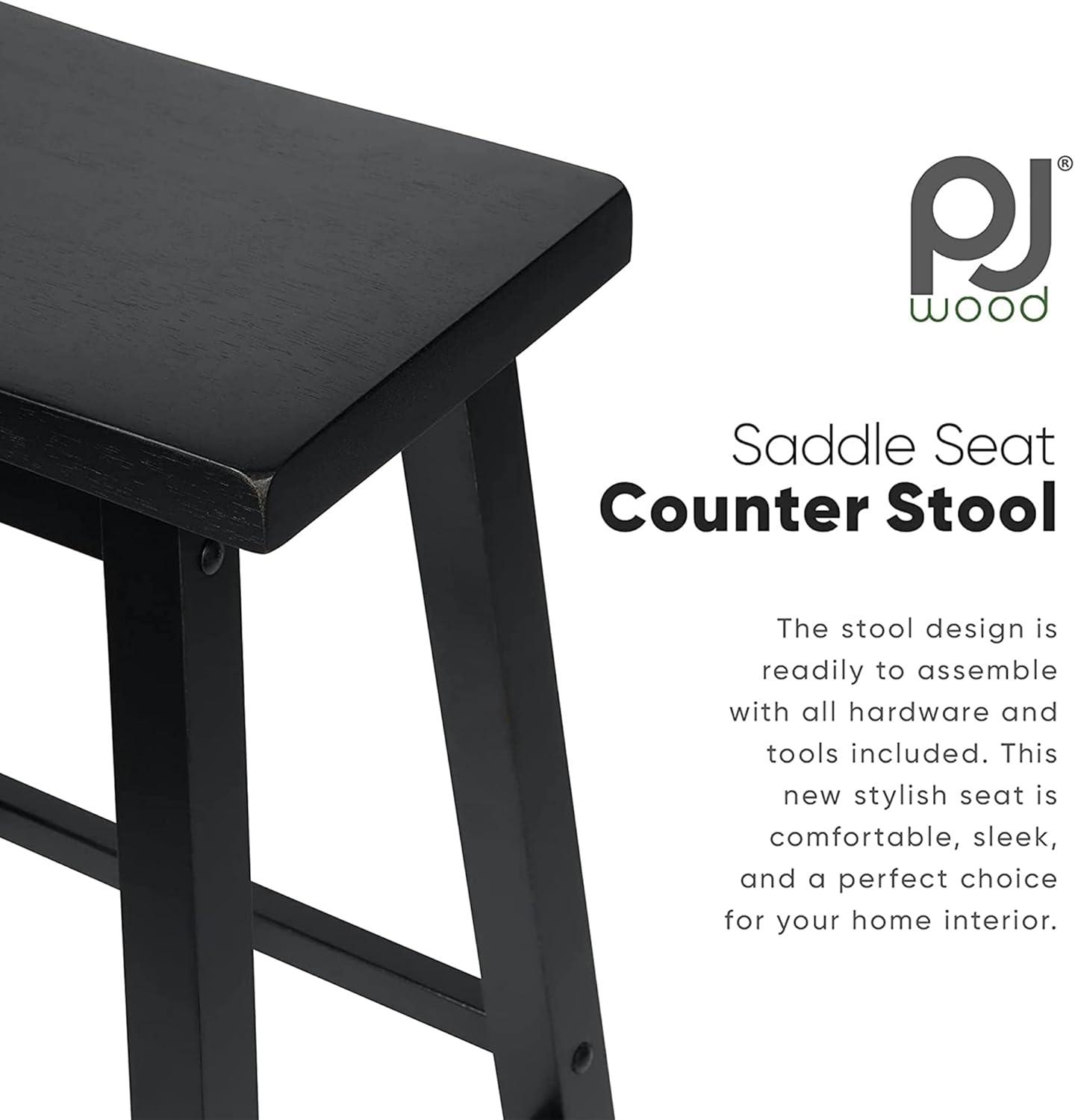 PJ Wood Classic Saddle-Seat 29 Inch Tall Kitchen Counter Stools