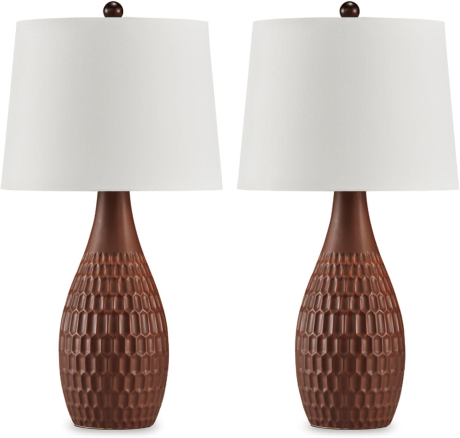 Signature Design by Ashley Cartford Ceramic Table Lamp (Set of 2), Reddish Brown