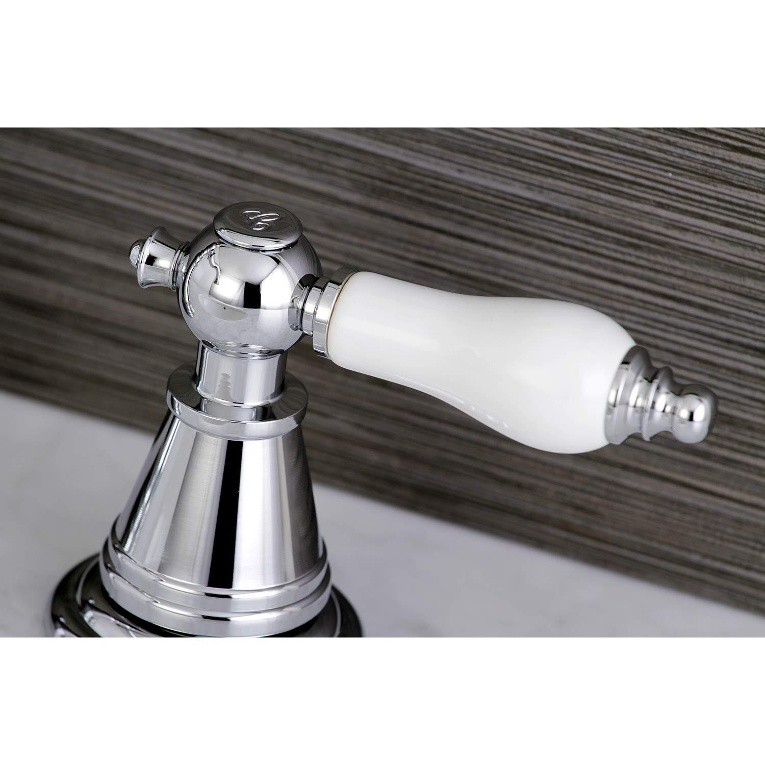 Kingston Brass English Classic Two-Handle 3-Hole Deck Mount Widespread Bathroom Faucet with Pop-Up Drain