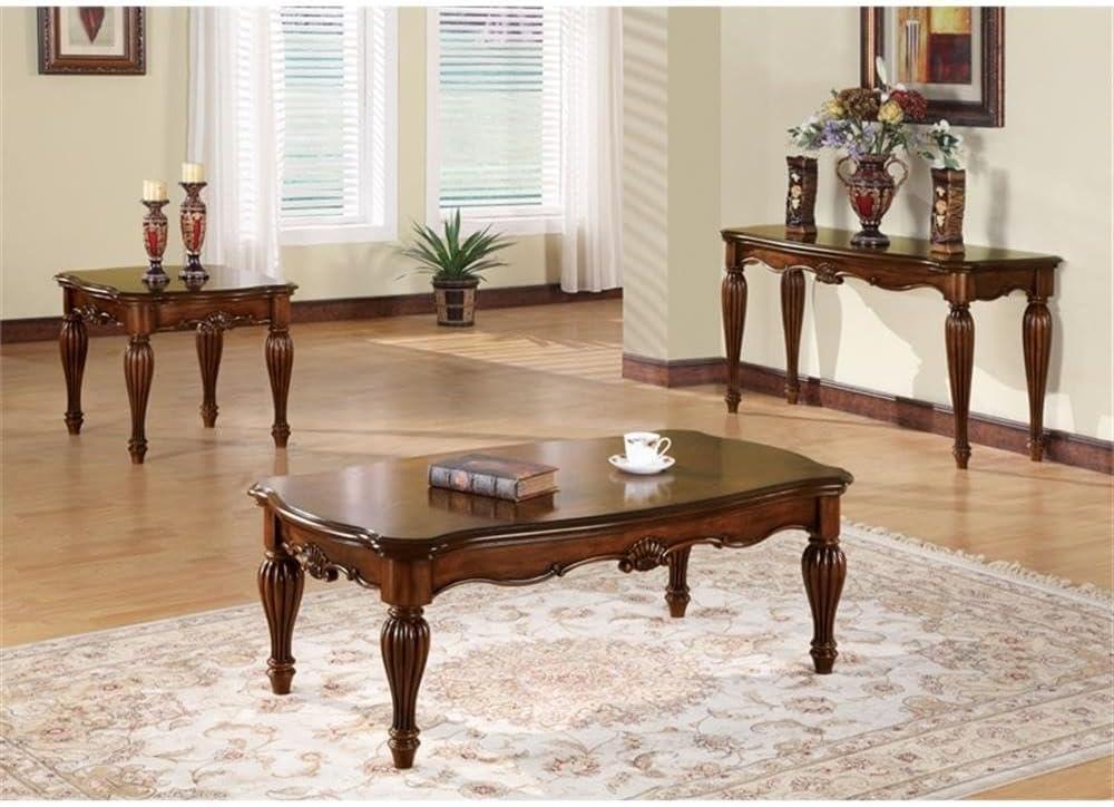 Elegant Carved Cherry Wood Sofa Table - Traditional Elegance