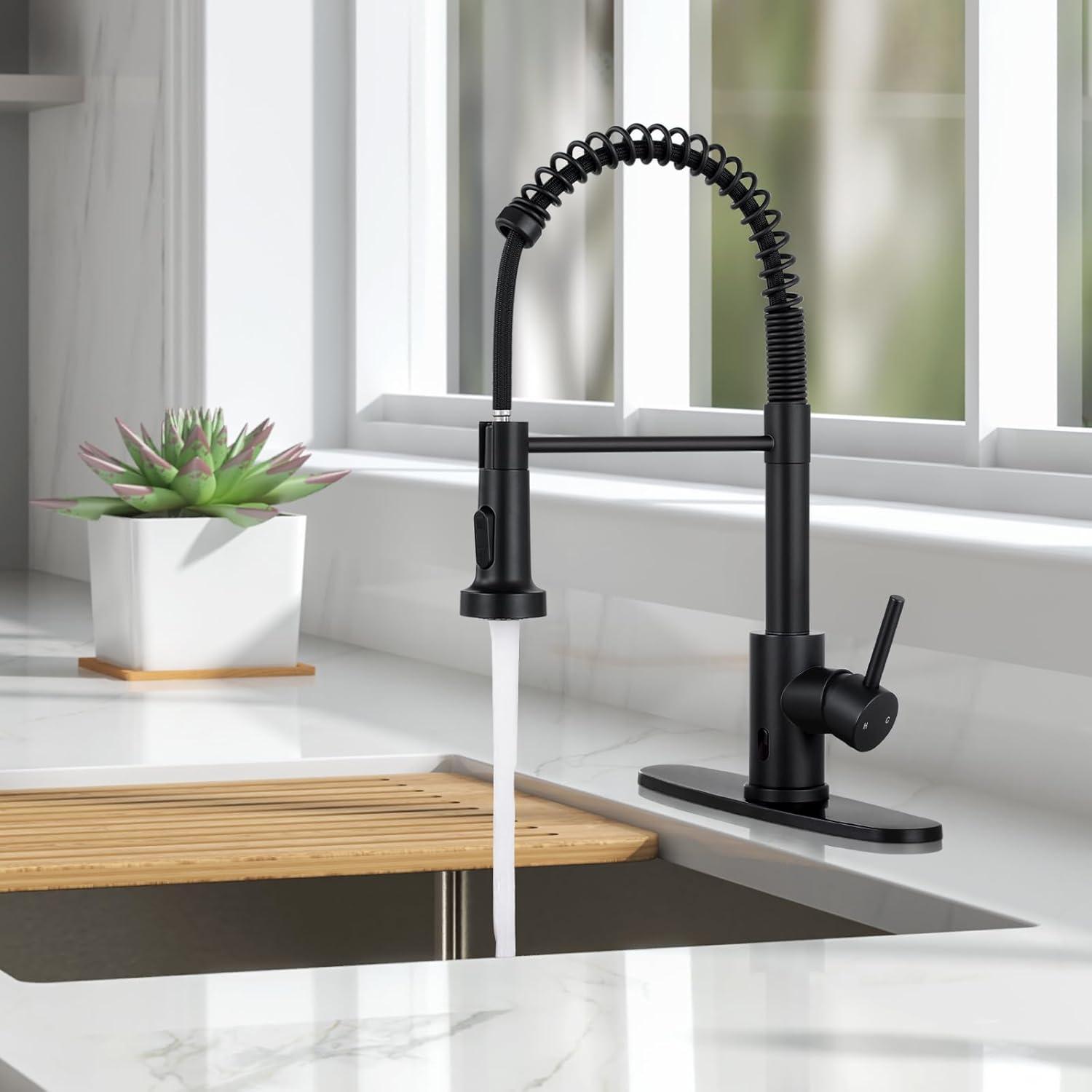 Matte Black Touchless Pull Down Kitchen Faucet with Spray