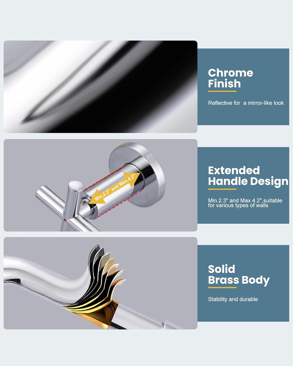 Wall Mount Tub Filler ARCORA Chrome Bathtub Faucet Long Spout Reach, 2 Cross Handles Wall Mounted Tub Faucet with Brass Rough in Valve Included