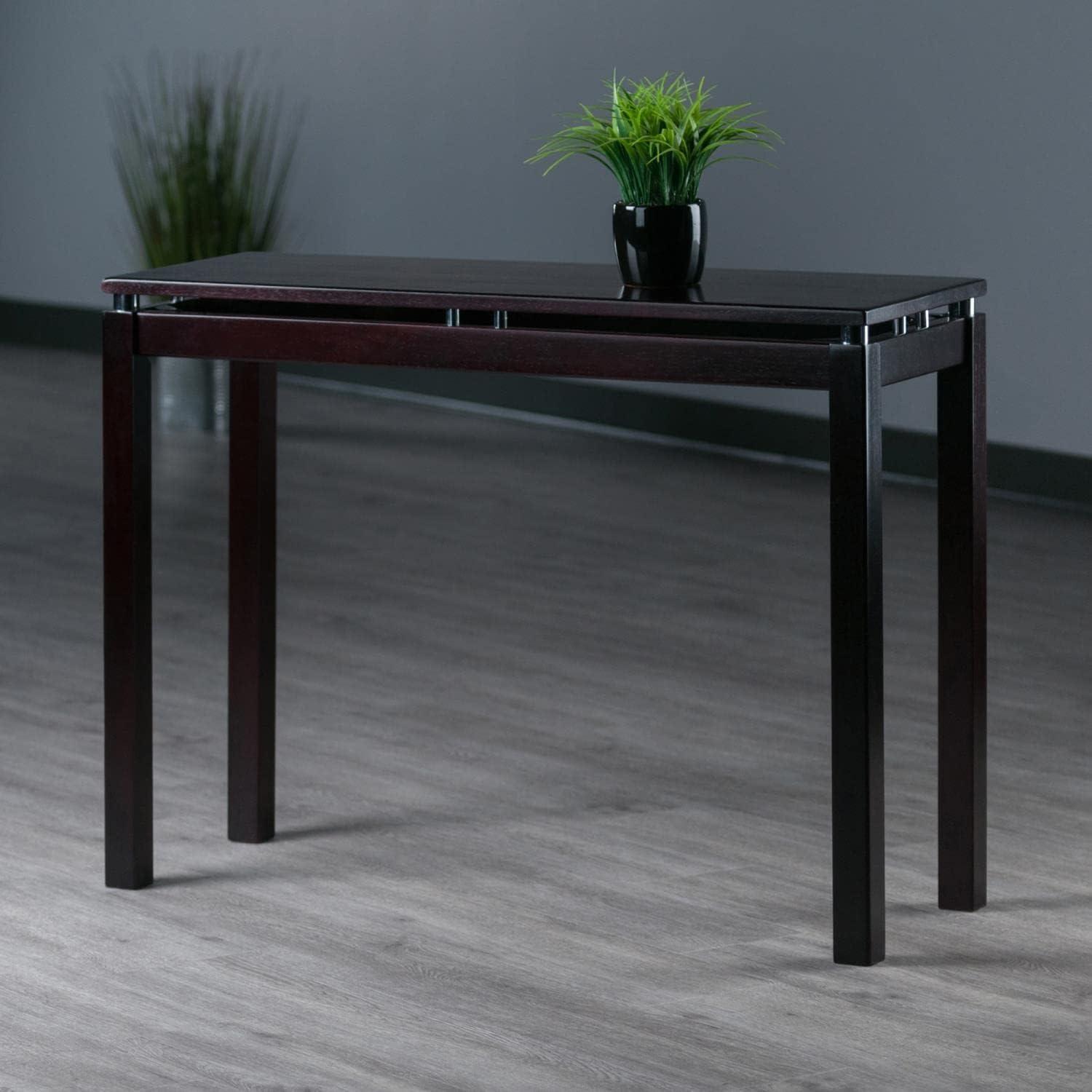 Elevated Dark Espresso Wood Console Table with Chrome Accents