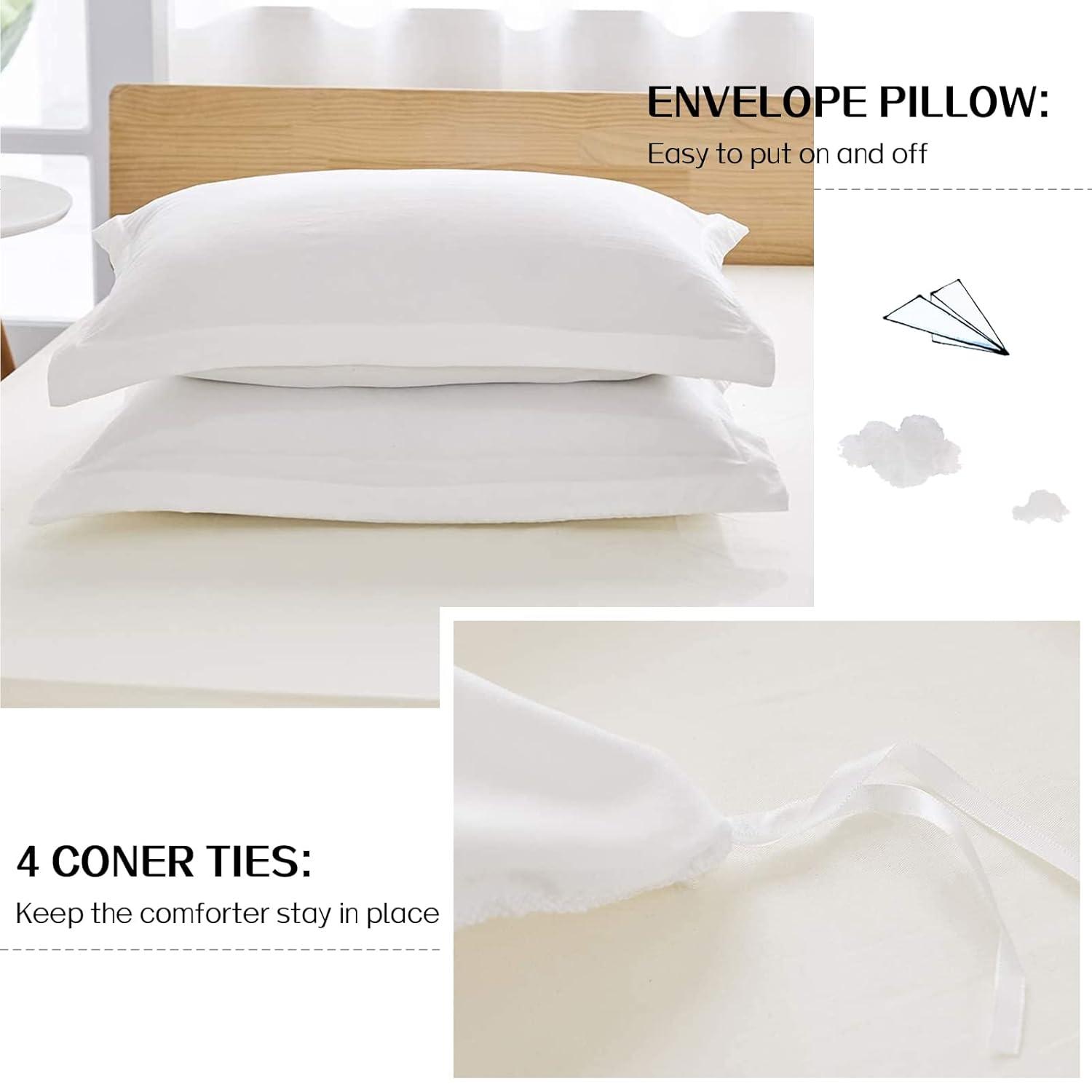 Dreaming Wapiti Duvet Cover Queen,Washed Microfiber Queen Size Duvet Cover Set,Solid Color - Soft and Breathable with Zipper Closure & Corner Ties (White, Queen)