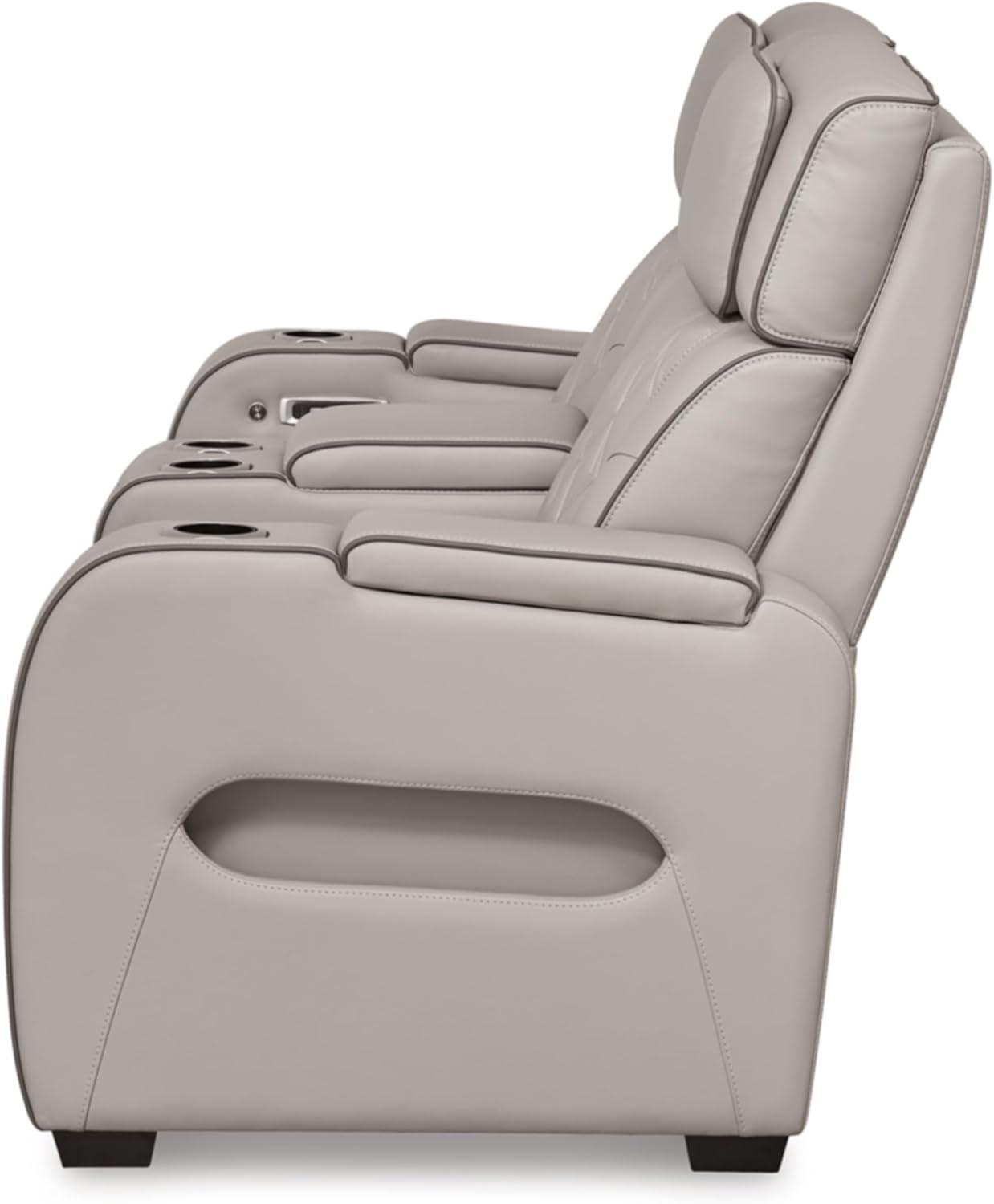 Ashley Furniture Boyington Gray Power Reclining Loveseat with Console